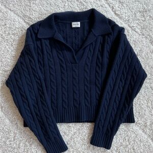 Sunday Best Navy Blue Cable Knit Women's Sweater